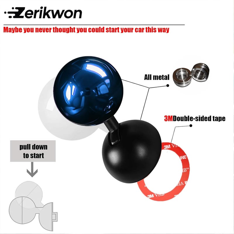 Zerikwon Electroplating Car Joystick Push Start Button Cover, Metal Push to Start Accessories, Car Starter Engine Start Stop Button Cover, Cool Car Accessories Interior Decor Push to Start Button Rocker,（Blue） - Image 4